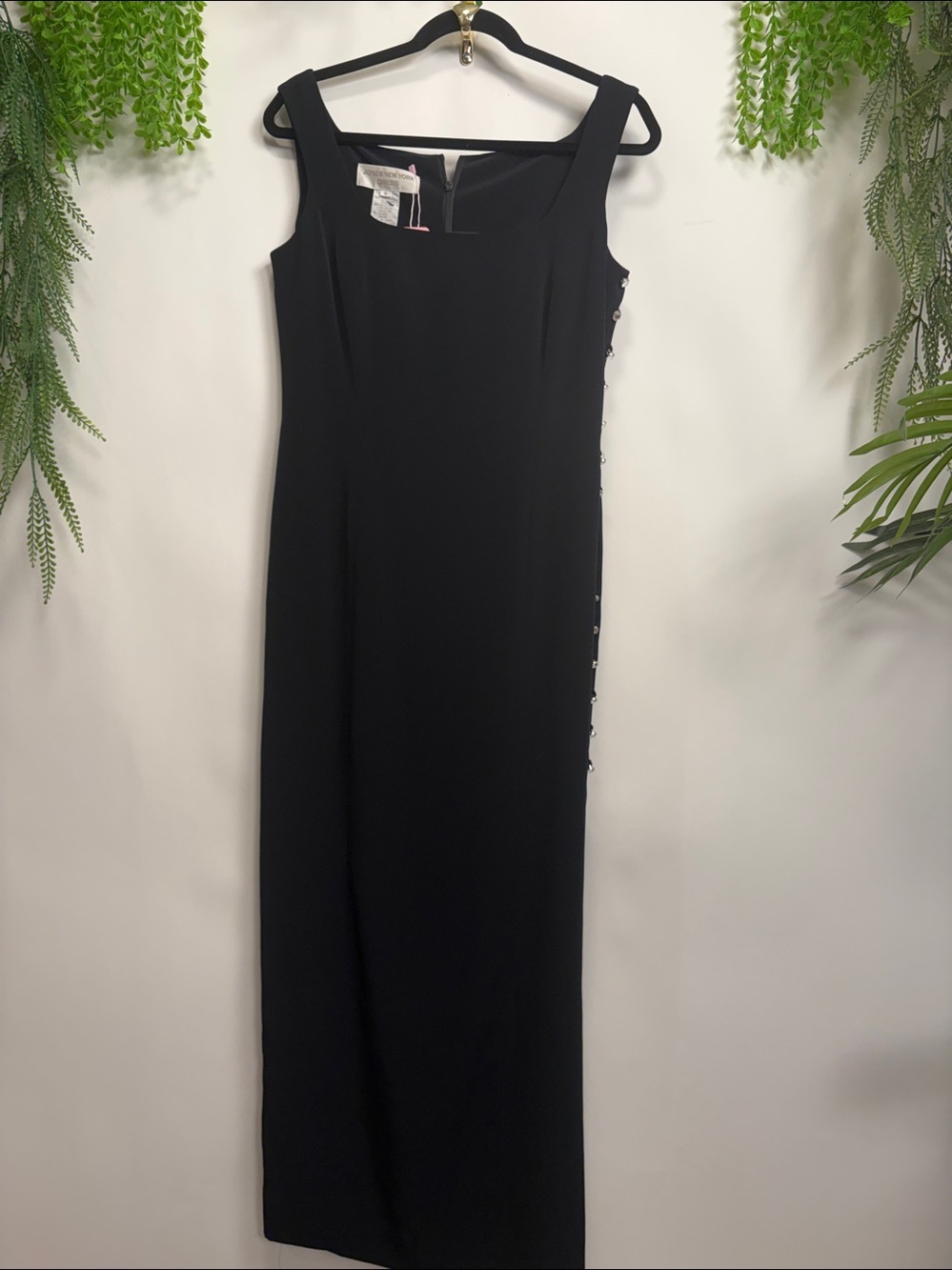 Jones New York Black Sheath Midi Dress Sleeveless Square Neck (T 11)